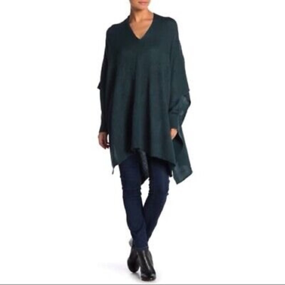 RDI Poncho Pullover Sweater Top Size XS V-Neck Deep Spruce Green NEW Tag B18